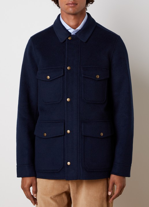 Woolrich Jack in wolblend met klepzakken