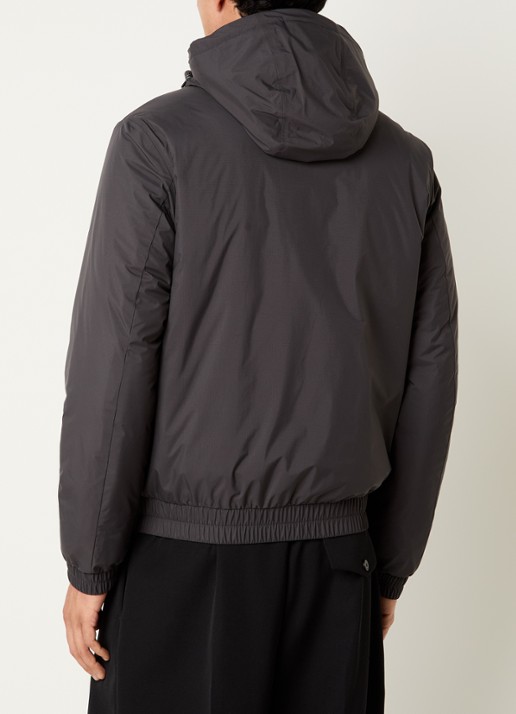 Woolrich Jack met capuchon en waterafstotende coating - achterkant 4 antraciet
