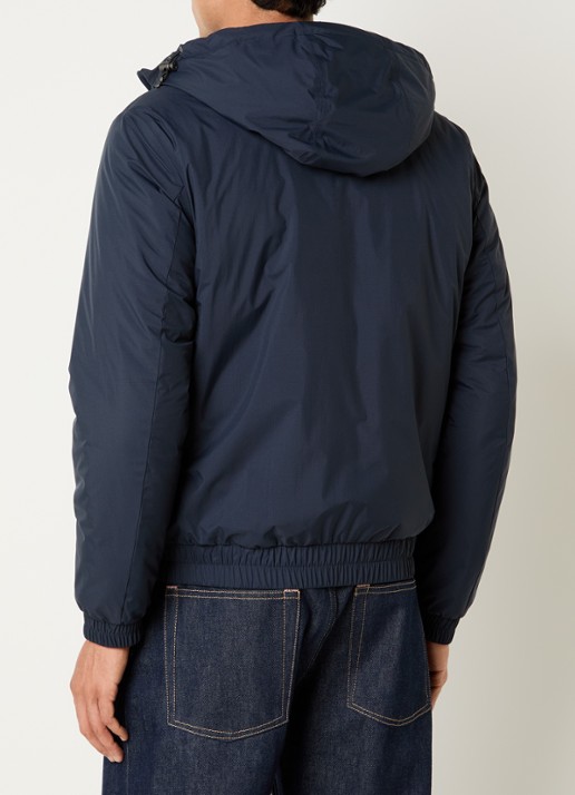 Woolrich Jack met capuchon en waterafstotende coating - achterkant 4 donkerblauw