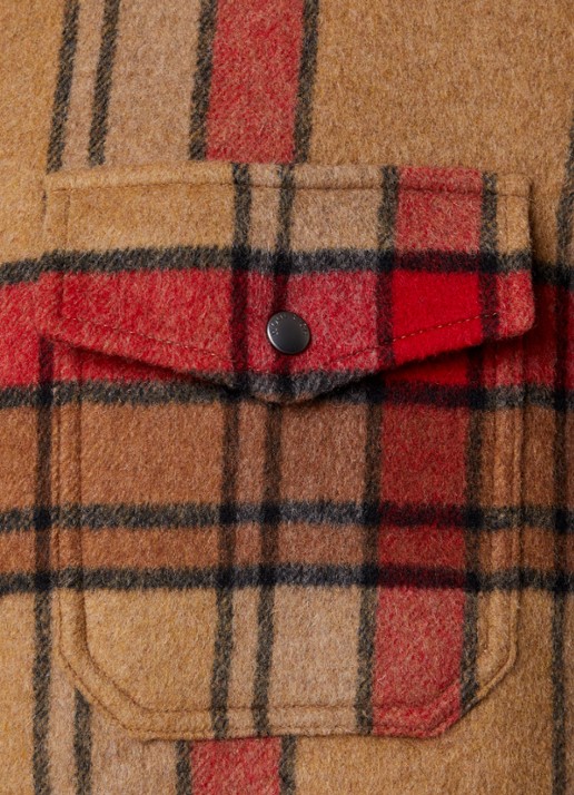 Woolrich Jack van wol met steekzakken en ruitdessin - detail 6 okergeel