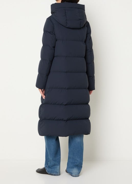 Woolrich Madison longline puffer jack met donsvulling - achterkant donkerblauw
