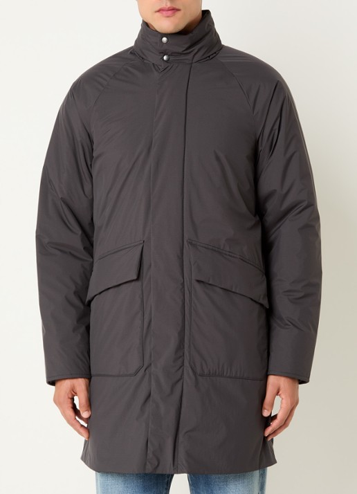 Woolrich Micro gewatteerde parka met opgestikte zakken - detail donkergrijs