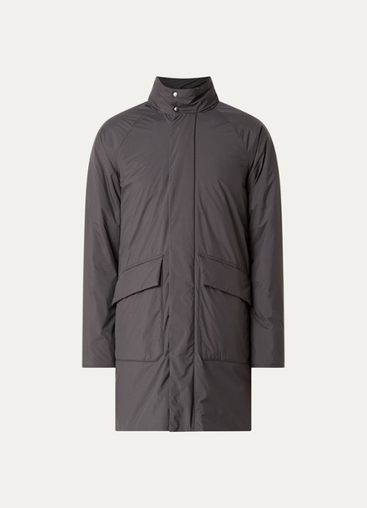 Woolrich Micro gewatteerde parka met opgestikte zakken - voorkant 2 donkergrijs