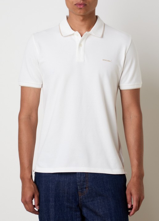 Woolrich Monterey regular fit polo met logoborduring - detail 2 gebroken wit
