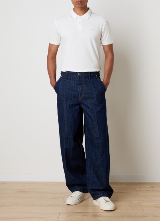 Woolrich Monterey regular fit polo met logoborduring - voorkant 5 gebroken wit