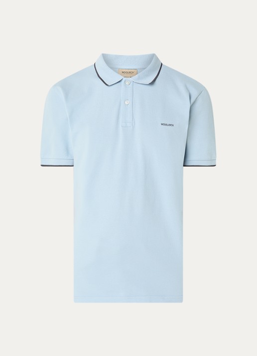 Woolrich Monterey regular fit polo met logoborduring - voorkant 2 lichtblauw