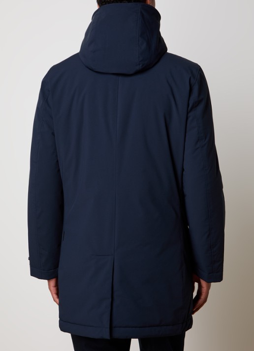 Woolrich Parka met capuchon en ritszakken - achterkant donkerblauw