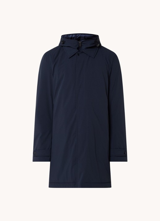 Woolrich Parka met capuchon en ritszakken - voorkant 2 donkerblauw
