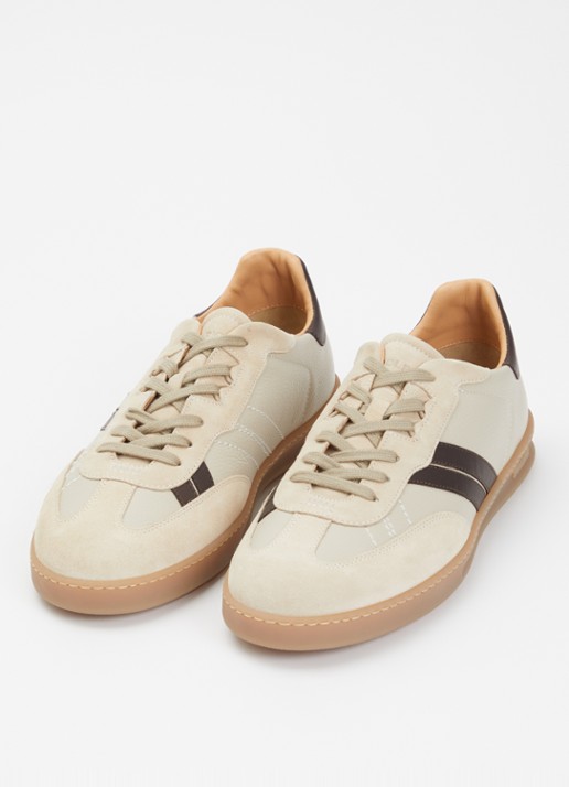 Woolrich Samba sneaker van leer met details van suède - detail beige