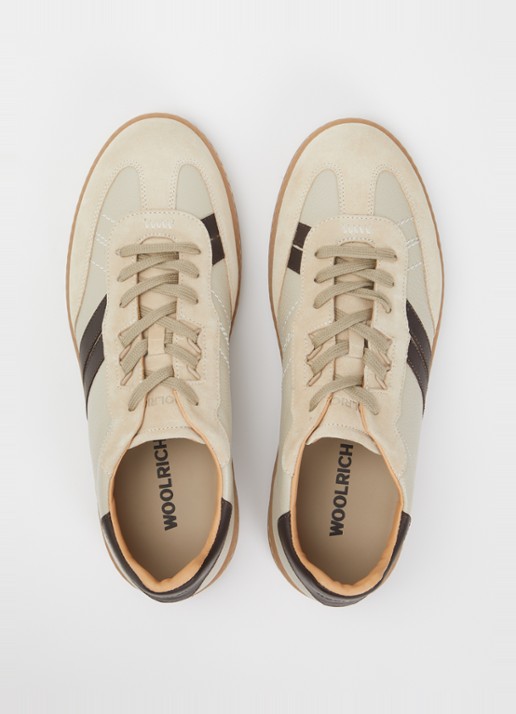 Woolrich Samba sneaker van leer met details van suède - detail 2 beige