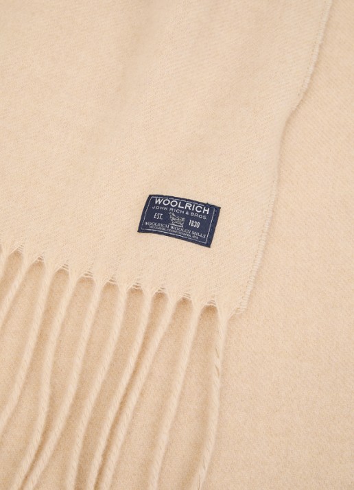 Woolrich Sjaal van wol met franjes 200 x 25 cm - detail 2 beige