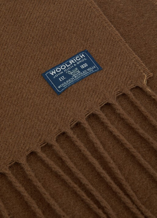 Woolrich Sjaal van wol met franjes 200 x 25 cm - detail 2 bruin