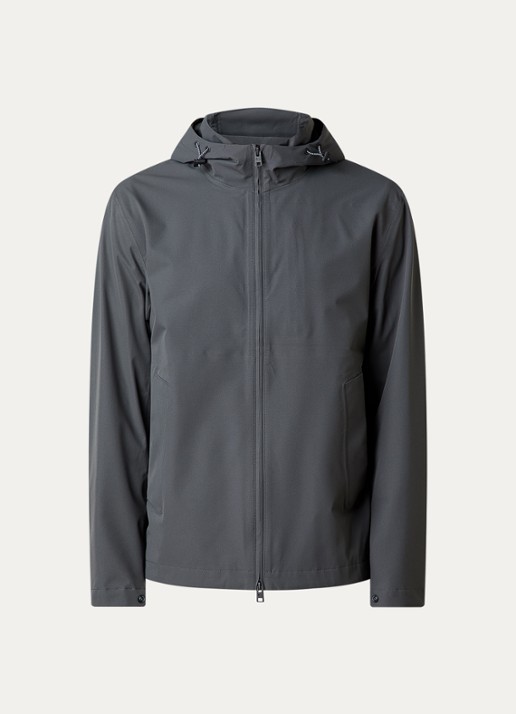 Woolrich Softshell jack met capuchon - voorkant 5 donkergrijs