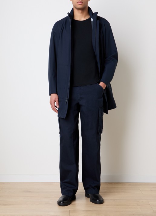 Woolrich Softshell parka met ritszakken - voorkant 5 donkerblauw