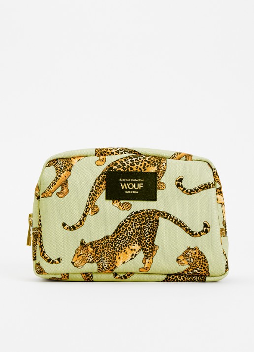 Wouf Avo Leopard beautycase  - voorkant groen
