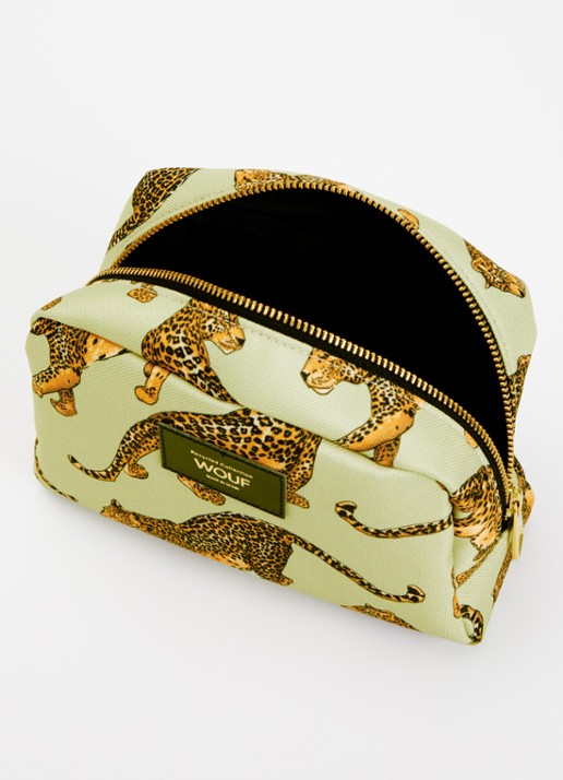 Wouf Avo Leopard beautycase  - voorkant 2 groen