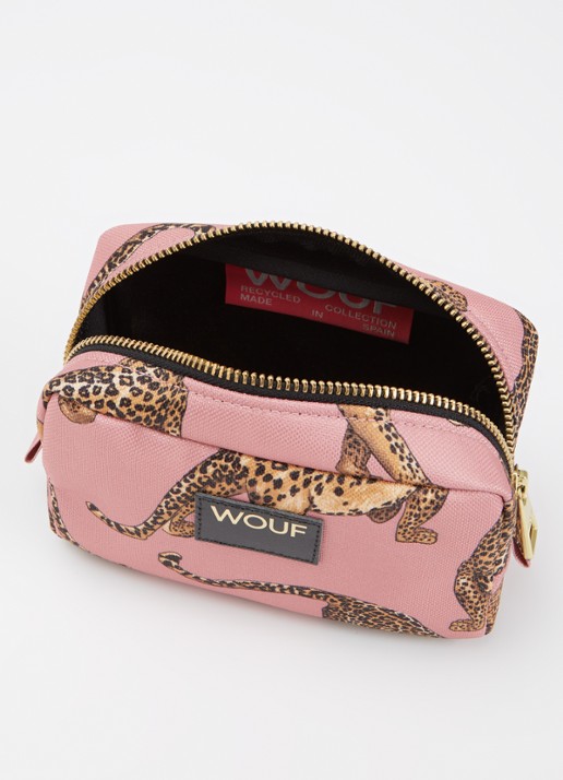 Wouf Blush make-up tas met print - detail zalmroze