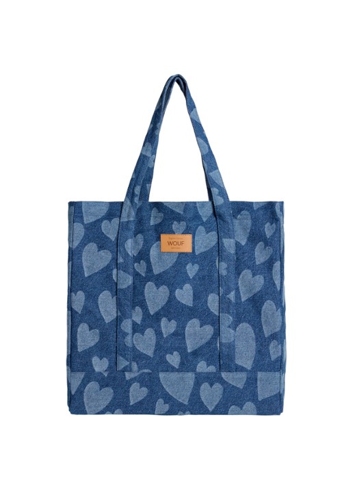 Wouf Cuore shopper van  katoen  - voorkant indigo