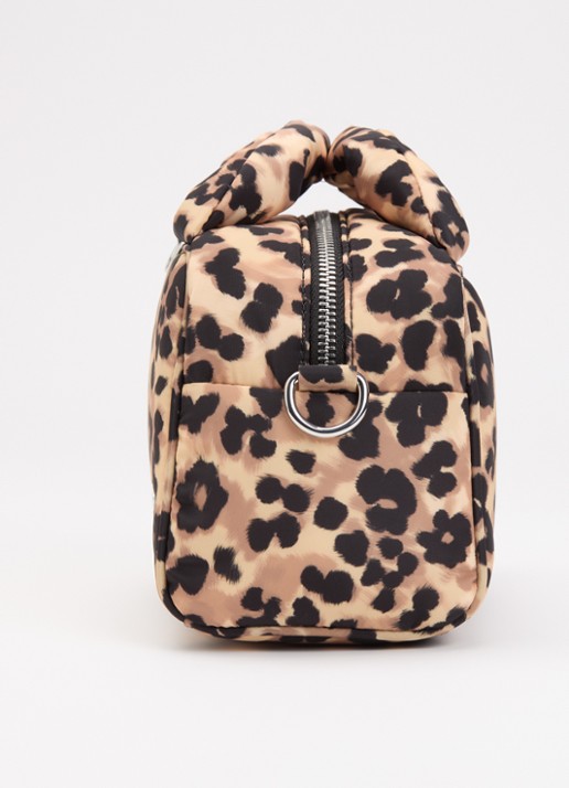 Wouf Feline Bowling handtas met panterprint - detail 2 bruin