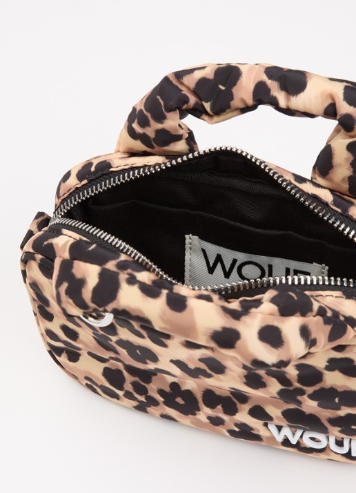 Wouf Feline Mini handtas met panterprint - detail 3 bruin