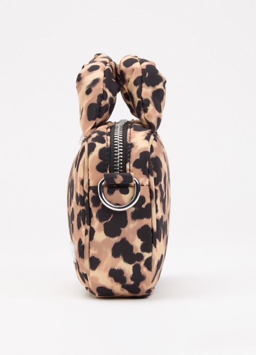 Wouf Feline Mini handtas met panterprint - detail 4 bruin