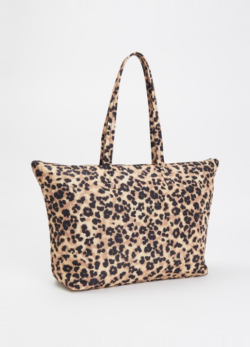Wouf Feline shopper met panterprint - achterkant 5 camel