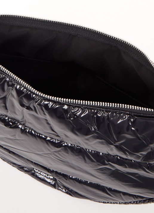 Wouf Glossy Large crossbodytas met quilt patroon en glanzende finish - detail 3 zwart