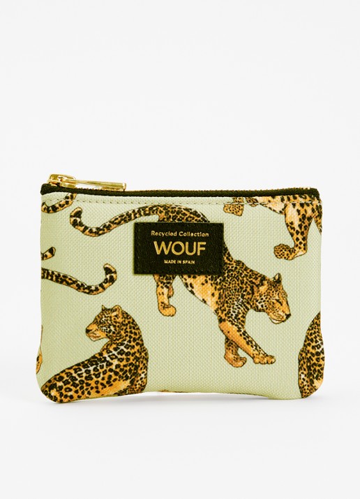 Wouf Leopard small toilettas  - voorkant groen