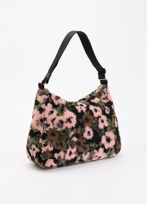 Wouf Margot Hobo schoudertas van teddy met print - achterkant multicolor