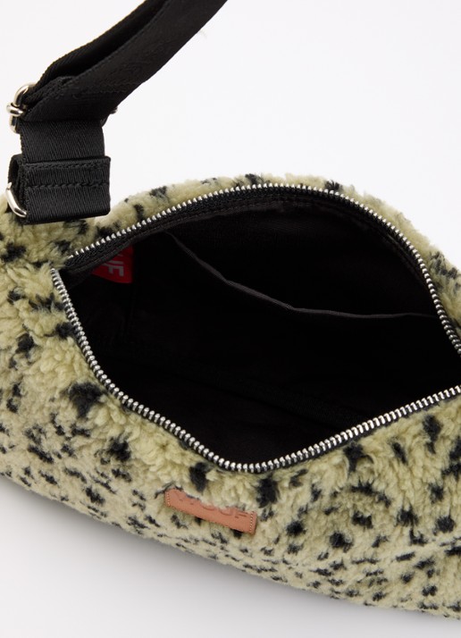 Wouf Olivia schoudertas van teddy met verstelbare schouderriem  - detail 3 mosgroen