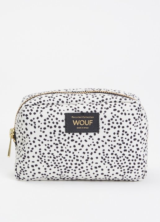 Wouf Panna make-up tas met print - voorkant gebroken wit