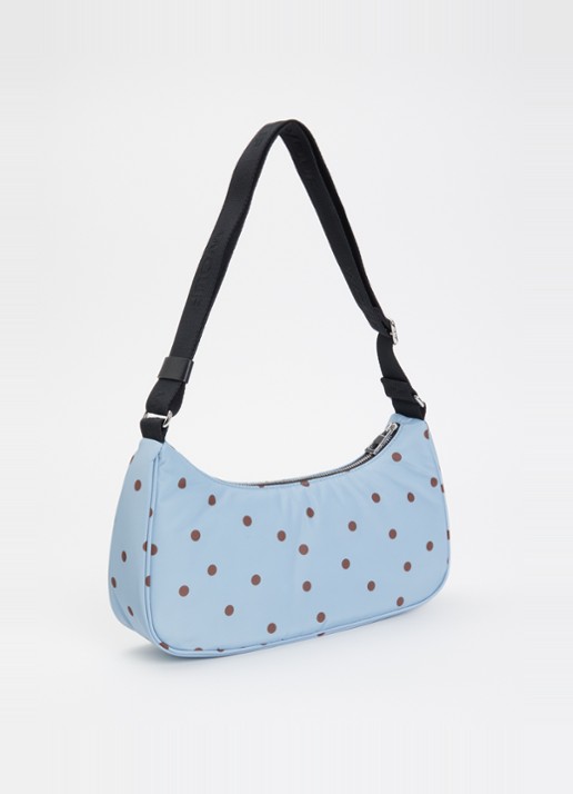 Wouf Polka crossbodytas met stippenprint - achterkant 2 lichtblauw