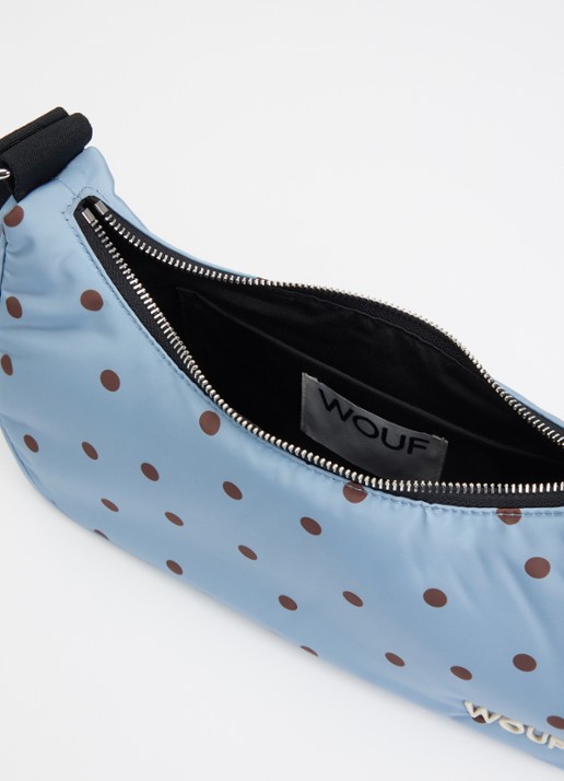 Wouf Polka crossbodytas met stippenprint - detail 3 lichtblauw