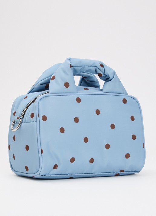 Wouf Polka handtas met stippenprint en afneembare schouderriem - achterkant 2 lichtblauw