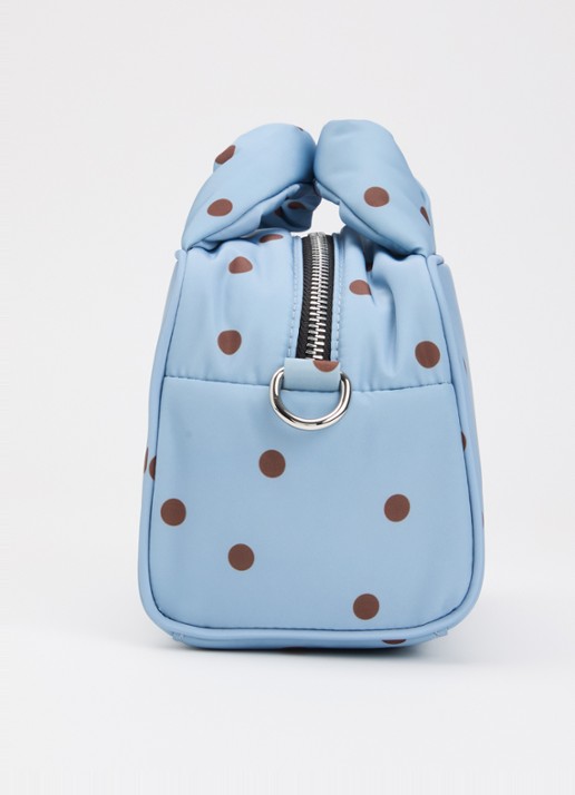Wouf Polka handtas met stippenprint en afneembare schouderriem - detail 4 lichtblauw