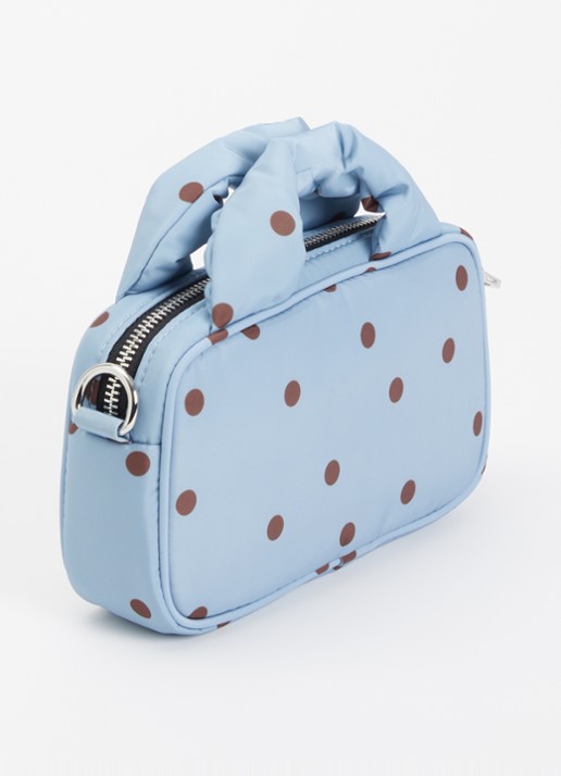 Wouf Polka mini handtas met afneembare schouderriem  - achterkant blauwgrijs