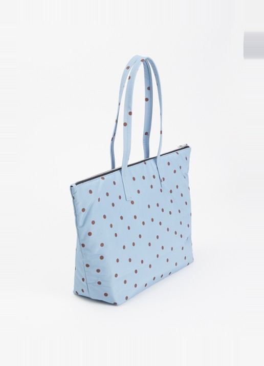 Wouf Polka shopper met stippenprint - achterkant 5 blauw