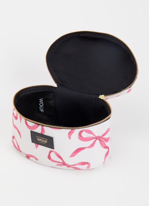 Wouf Rita make-up tas met print - voorkant 2 roze