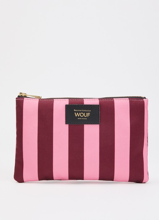 Wouf Sophie toilettas met streepprint - voorkant roze
