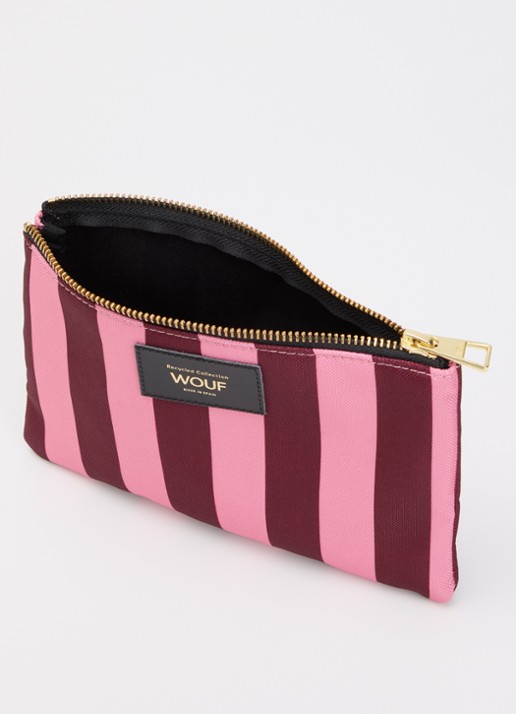 Wouf Sophie toilettas met streepprint - voorkant 2 roze