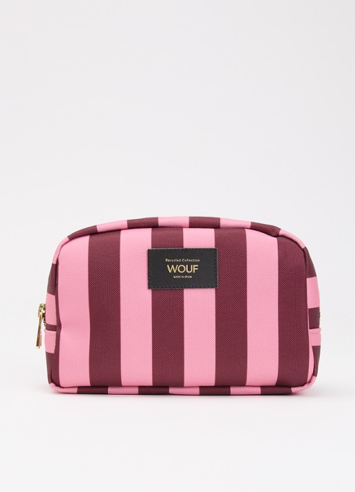 Wouf Sophie toilettas met streepprint - voorkant roze