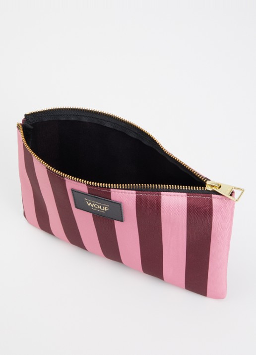 Wouf Sophie XL toilettas met streepprint - voorkant 2 roze