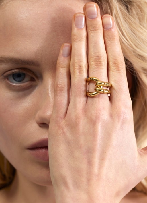 Wouters & Hendrix Mariner's lock ring verguld - voorkant 4 goud