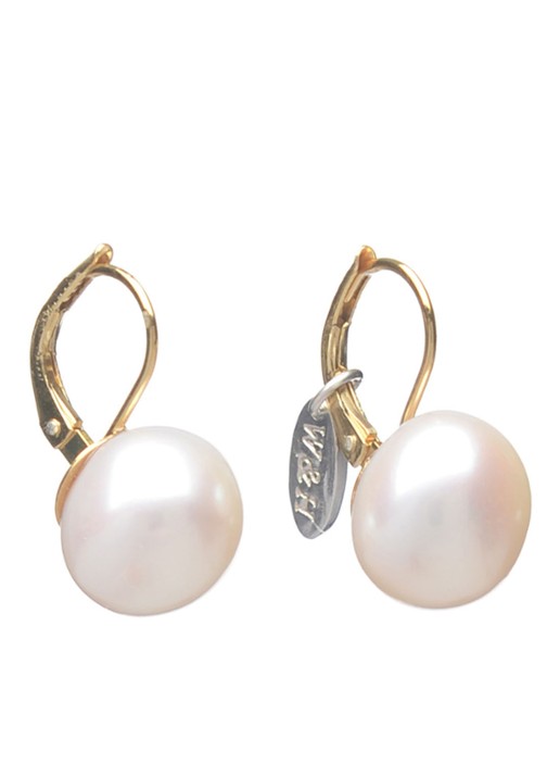 Wouters & Hendrix Oorhangers met zoetwaterparel - detail goud
