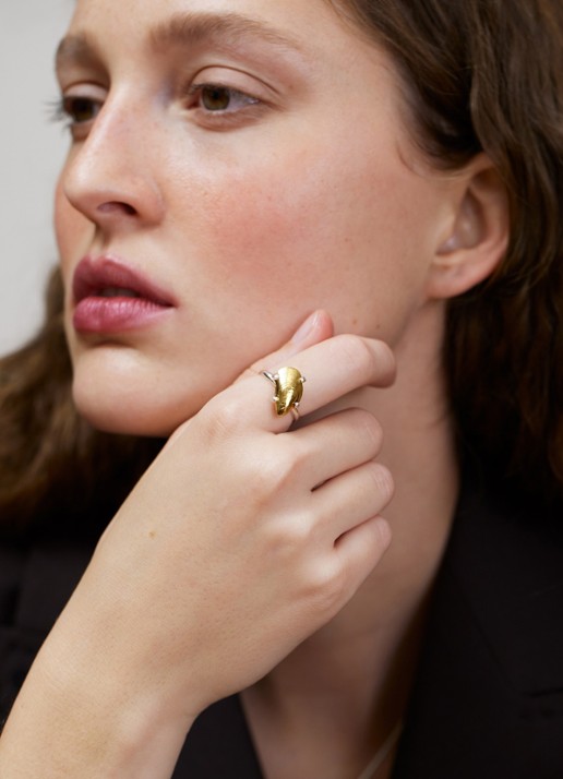 Wouters & Hendrix Small Mussel ring van zilver - voorkant 3 goud