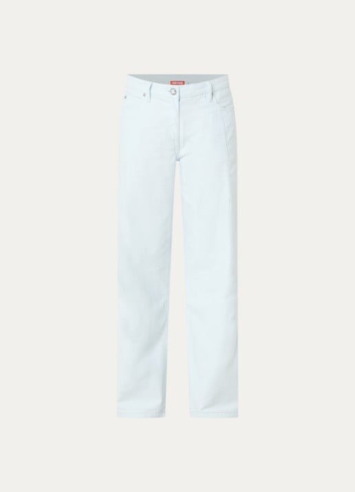 WRSTBHVR Bets mid waist straight fit jeans met gekleurde wassing - voorkant 2 lichtblauw