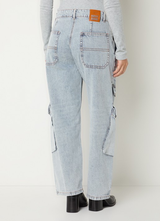 WRSTBHVR Blake straight fit cargobroek van denim - achterkant 4 indigo