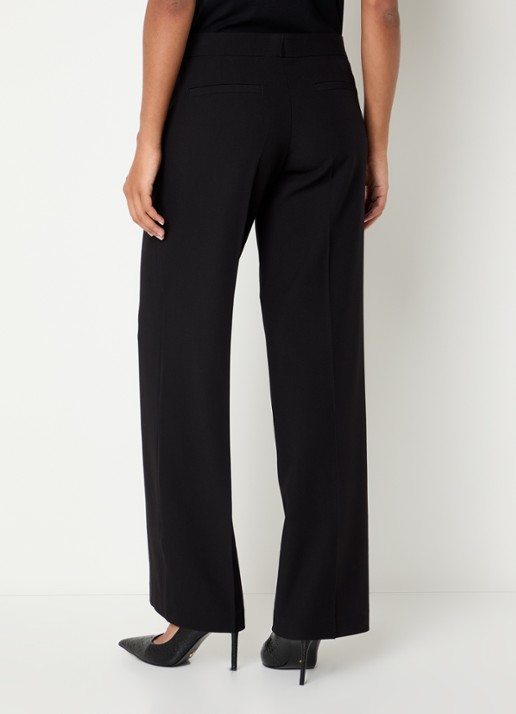 WRSTBHVR Elika low waist wide fit broek met steekzakken - achterkant 4 zwart