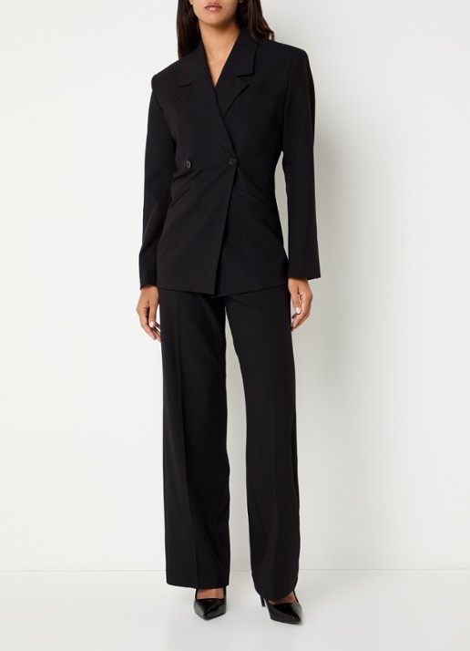 WRSTBHVR Estelle blazer met paspelzakken - voorkant 3 zwart