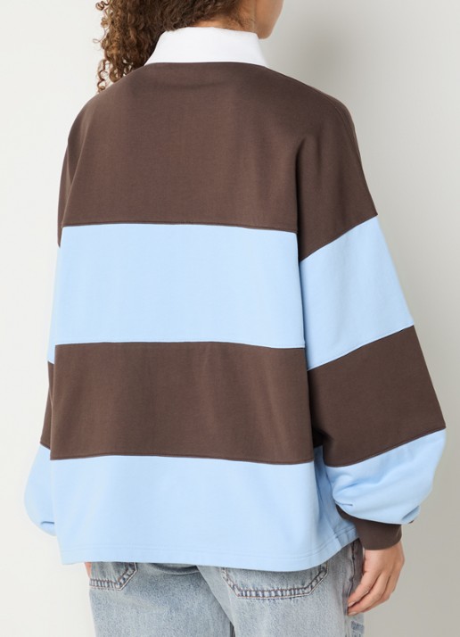 WRSTBHVR Geri oversized polo met streepprint - achterkant 4 bruin
